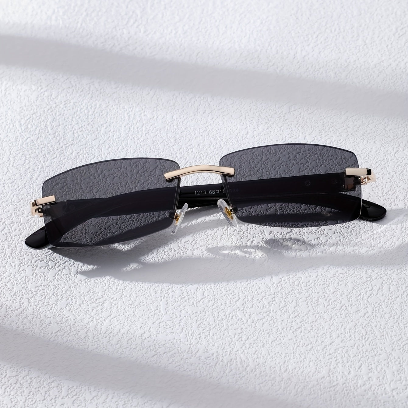 Trendy Gradient Rectangular Sun Shades Glasses - Fashion Accessories for Women and Men - Stylish Beach Vacation Travel Eyewear with Rimless Design for Summer