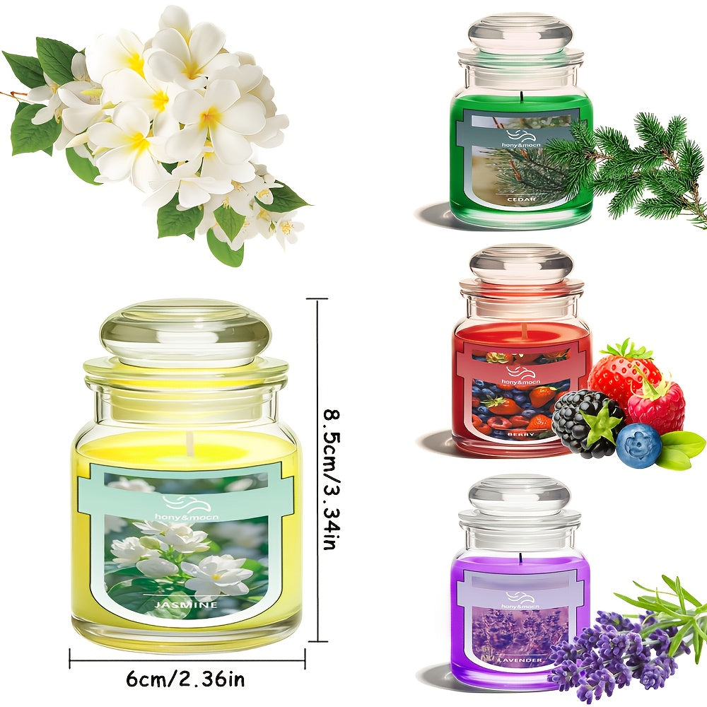 Soy Wax Candles in Glass Bottles - Lavender, Cedar, Jasmine, Berry Scents - Relaxing Home Decor, Soft Aroma, Ideal for Weddings, Valentine'S Day, Easter, Halloween Gifts, Candle Decor