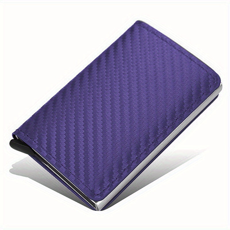 RFID Blocking Slim Metal Wallet - Card Cases with Carbon Fiber, Pop-Up, Minimalist Design, Small Black Purse for Men - Durable, Thin, and Stylish Credit Card Holder