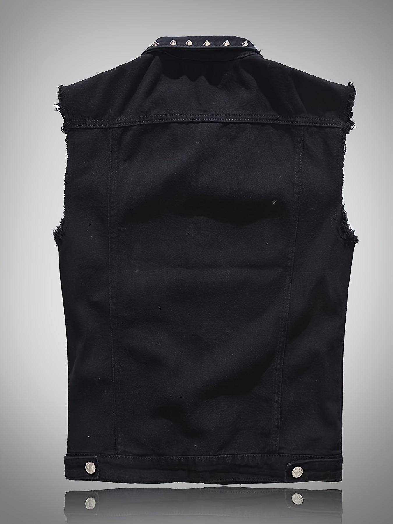 Men'S Slim-Fit Sleeveless Vest - Punk Motorcycle Jacket with Button Front Closure, Non-Stretch Fabric for Concerts, Parties