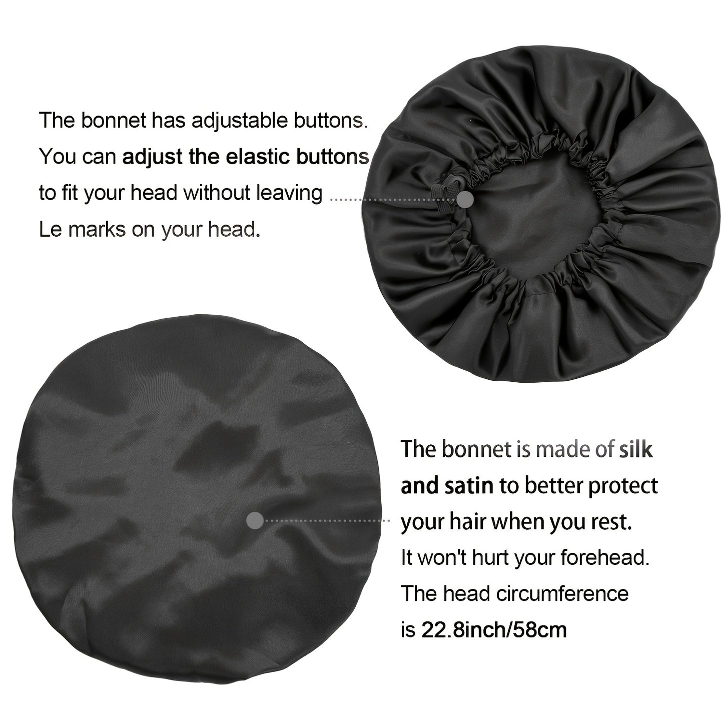 [Satin Sleep Bonnet] Double Layer Satin Bonnet For Sleeping - Adjustable Bonnet For Curly Hair - Large Satin Lined Sleep Cap For Women