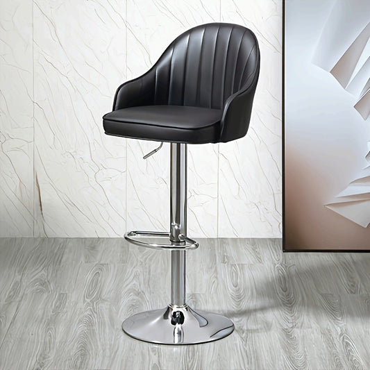 1pc Modern Nordic Bar Stool Chair - Swivel Bar Stool with Cushioned Seat, Heavy-Duty Metal Base, Counter Height Dining Chair for Kitchen, Home Bar, Cafe - Easy Assembly (Black/White) - Space-Saving Design, Kitchen Seating, Sleek Furniture, Durable Constr