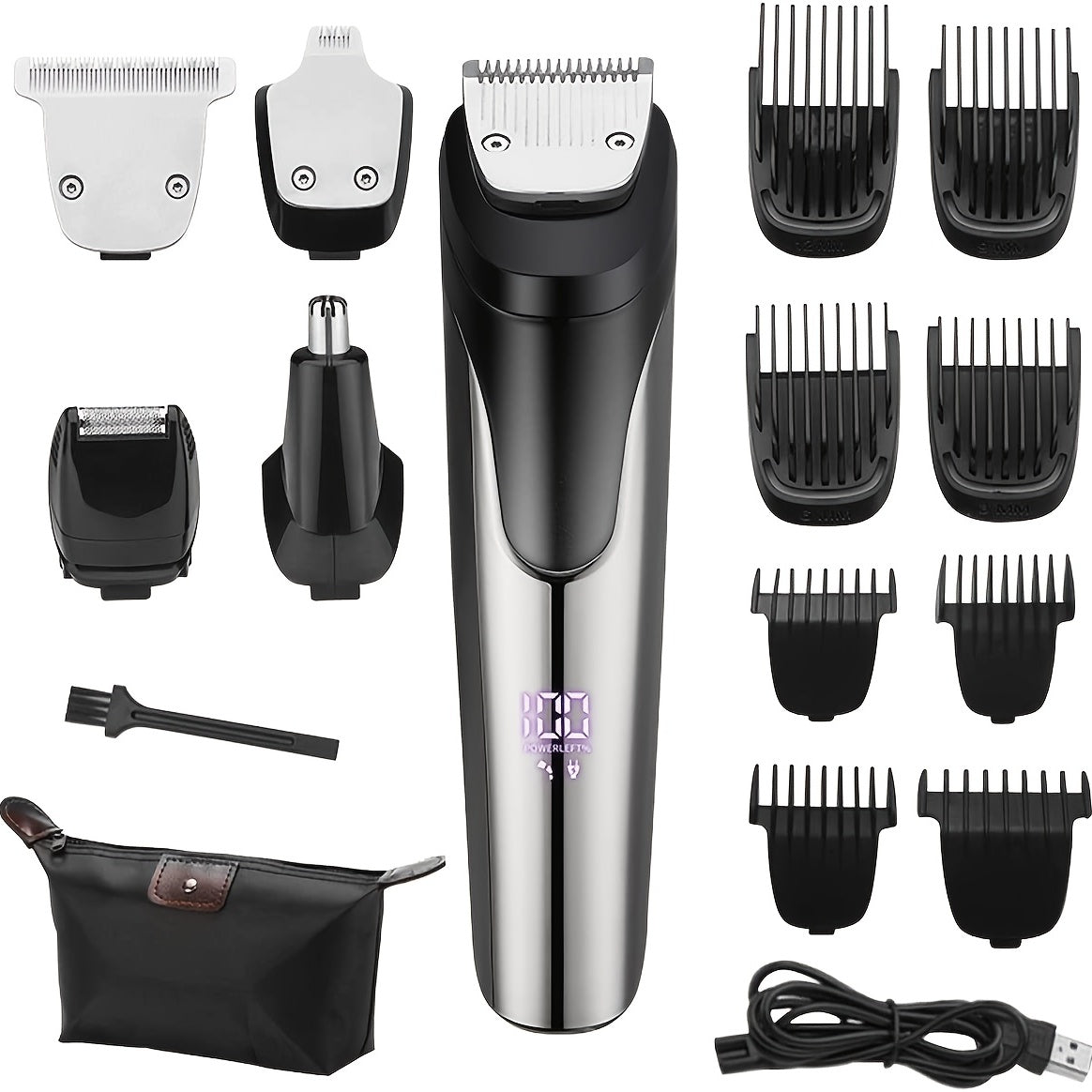Beard Trimmer For Men, All-in-One Men's Hair Clipper Hair Trimmer, Mustache Body Nose Ear Facial Cutting Shaver, Electric Razor Grooming Kit, USB Rechargeable Cordless & Led Display, Holiday Gift For Him Father's Day Gift