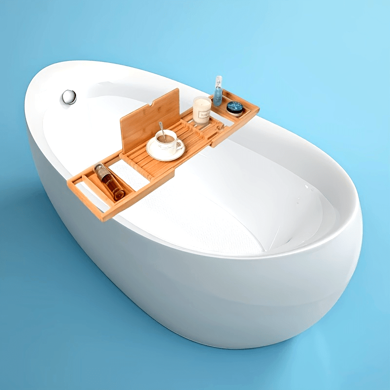 Luxury Adjustable Bathtub Caddy with Tablet & Wine Glass Holder - Non-Slip, Retractable Bath Rack for Ultimate Relaxation at Home