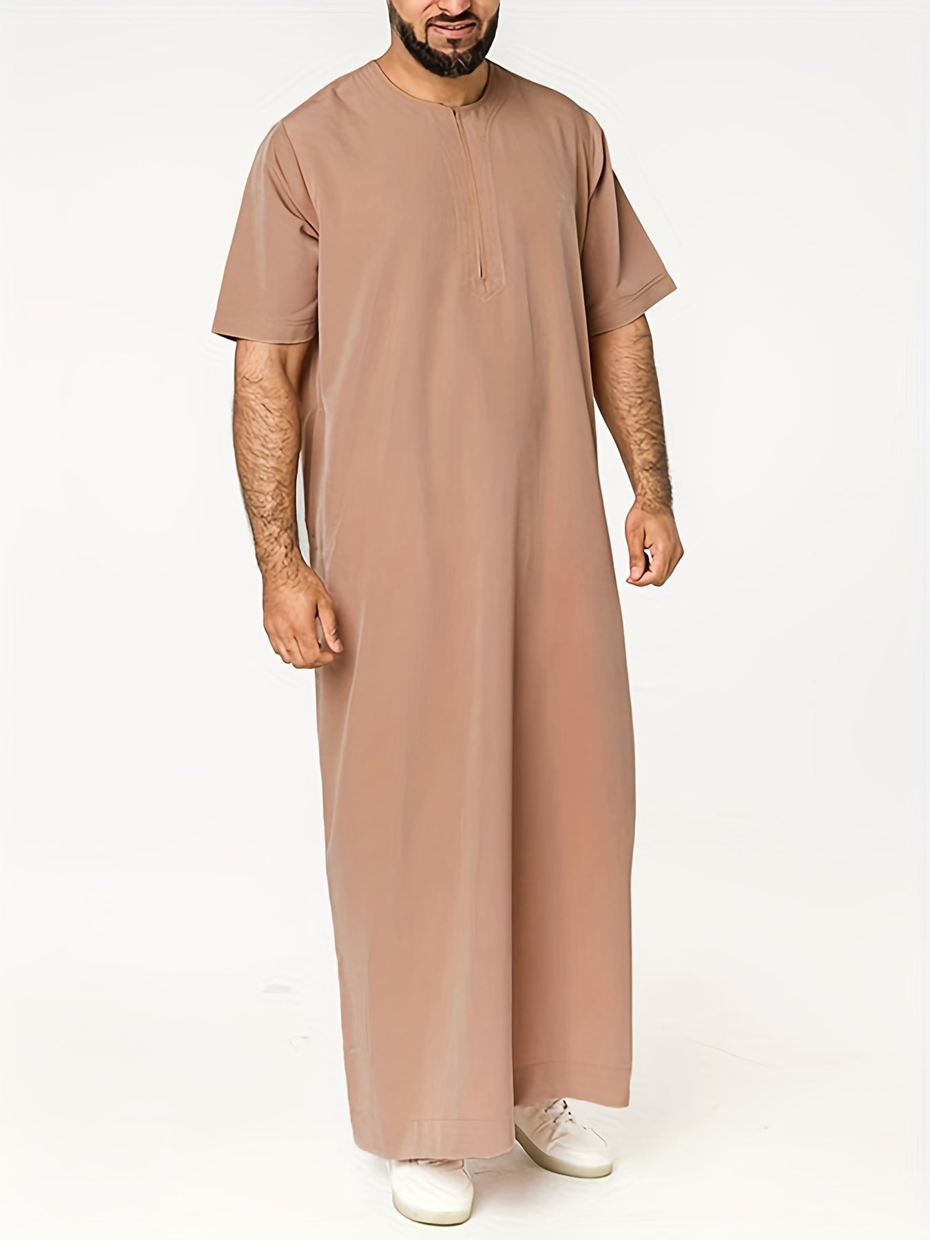 Ramadan Thobe - Exclusively Designed for Men, Long Sleeve Elegant Robe, Traditional Abaya Dress, Comfortable Clothing, Inspired by Saudi Arabic Culture, Jubba and Dishdasha Style, Perfect for Ramadan Celebrations