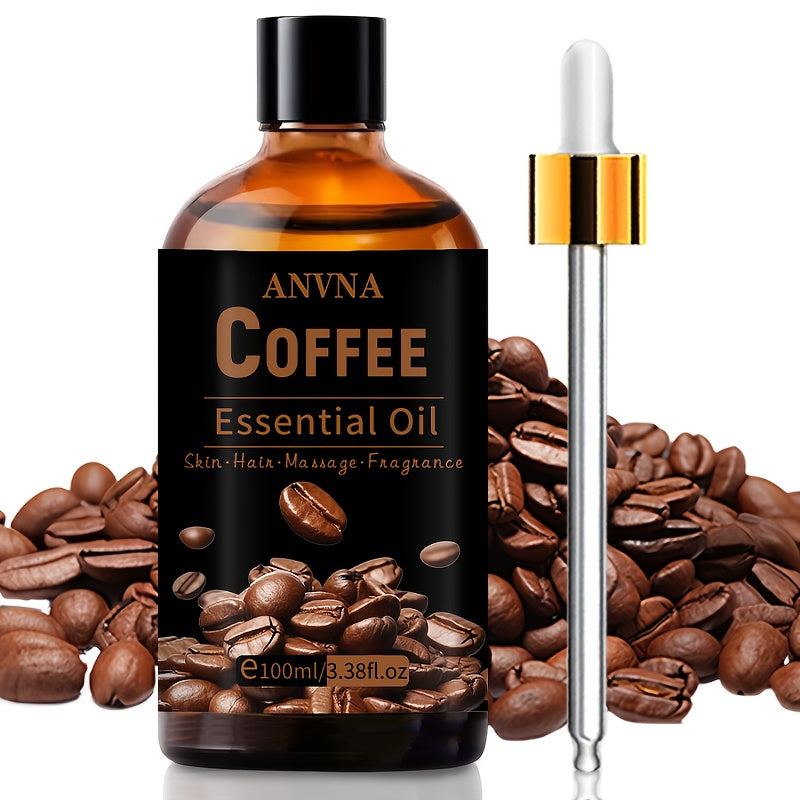 ANVNA Premium Coffee Scented Essential Oil - 100ml, Hypoallergenic for DIY, Massage, Spa, Hair & Light Beige Hydration, Perfect for Car, Yoga, Office Use, Hair Care, Moisturizing