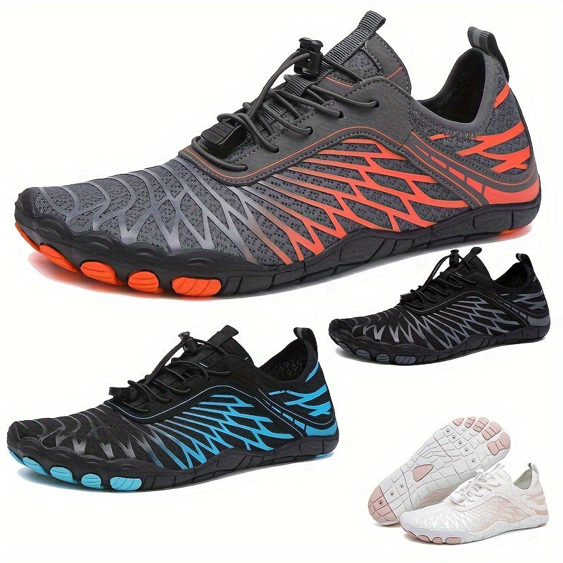 Quick-Dry Aqua Sneakers for Men - Breathable with Non-Slip Rubber Sole for Surfing, Swimming, Beach Tennis & Volleyball - Versatile All-Season Footwear in Gray, Black