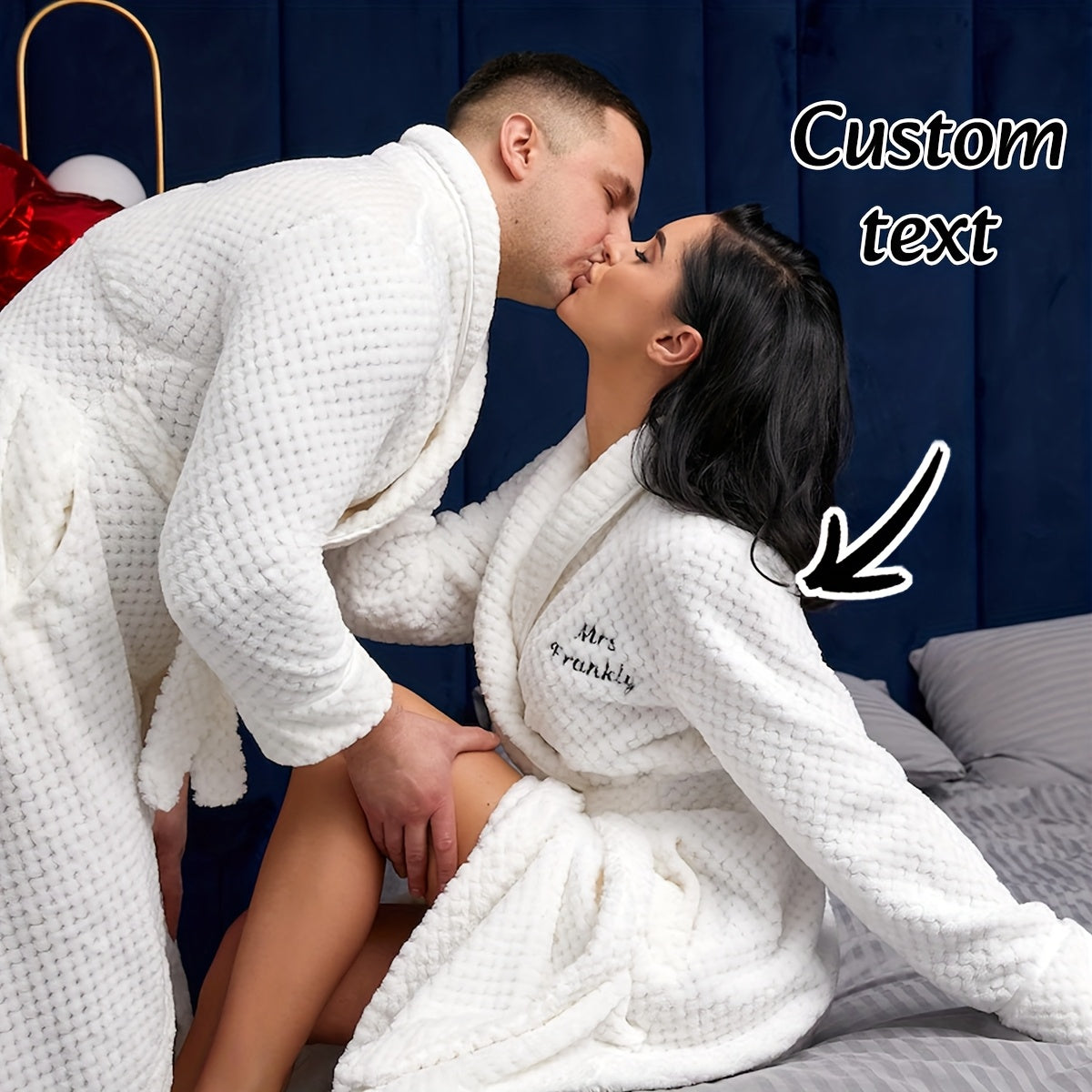 Customized Couple'S Pajamas - Thick & Long Winter Bathrobes withadded Padding, Oversized Comfortable Home Wear, Personalized Text Option, Perfect for Outings & Travel, Ideal Christmas Gift, Cozy Home Attire|Personalized Text Option|Soft Texture