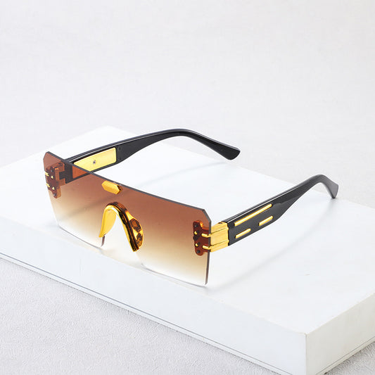 Fashionable Decorative Glasses for Men and Women, High-End Wearing and Matching Eyewear, Frameless Cut Edge Design, Polycarbonate Material, Fashion Glasses