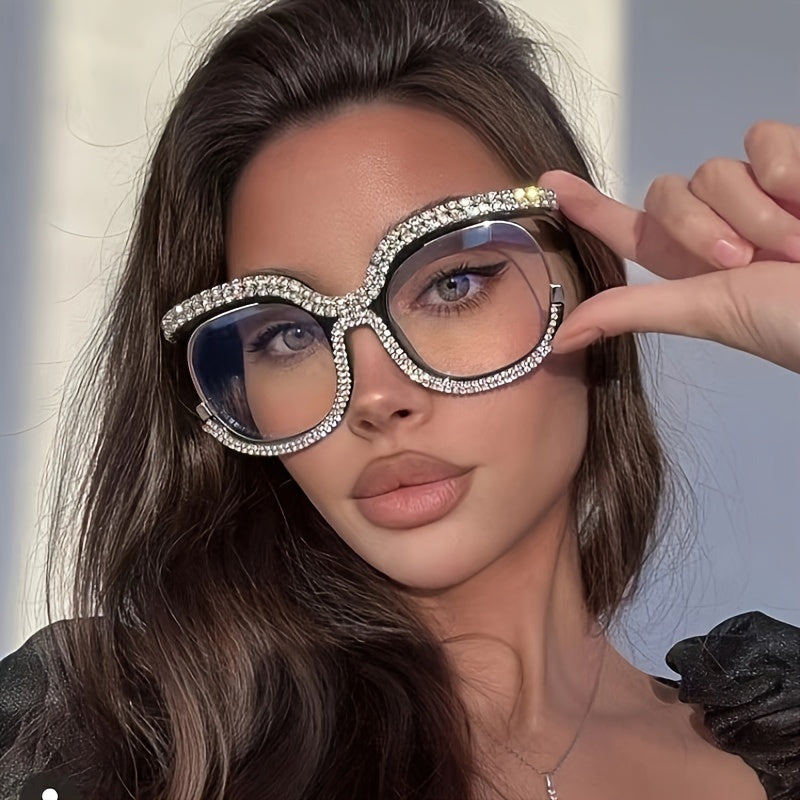 1pc Rhinestone Glasses Fashion Women Men Oversized Glasses Party Nightclub Glasses