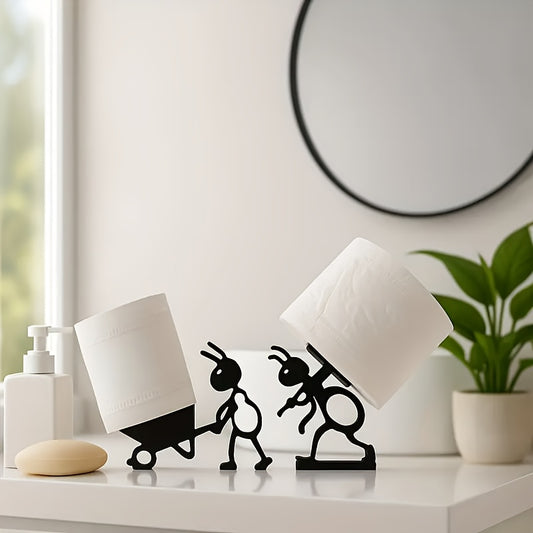 2pcs Adorable Ant-Shaped Toilet Paper Holder - Self-Adhesive, Freestanding Plastic Tissue Dispenser with Playful Animal Design for Bathroom, Office, or Home Decor - Ideal Gift for Family Bathrooms, Bathroom Decor And Accessories, Toilet Paper Holder for