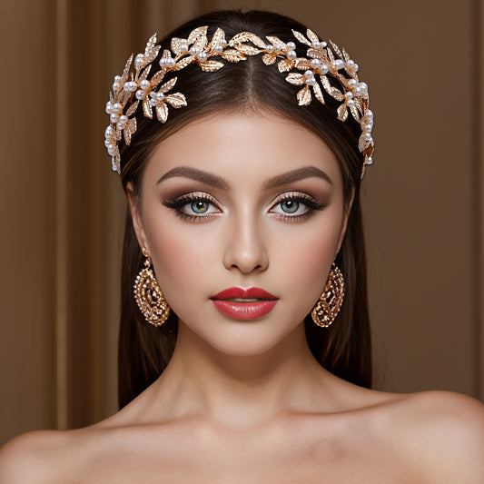 Single Elegant Bohemian Wedding Headband | Light Luxury, Fashion All-Match, Beaded Flower Details, Solid Color, Non-woven Fabric HP353