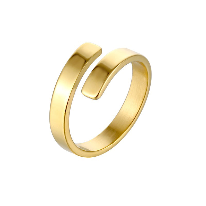 Personalized Stainless Steel Ring with 18k Gold Plating - Engrave 2 Names (Up to 25 Characters) - Perfect for Men and Women