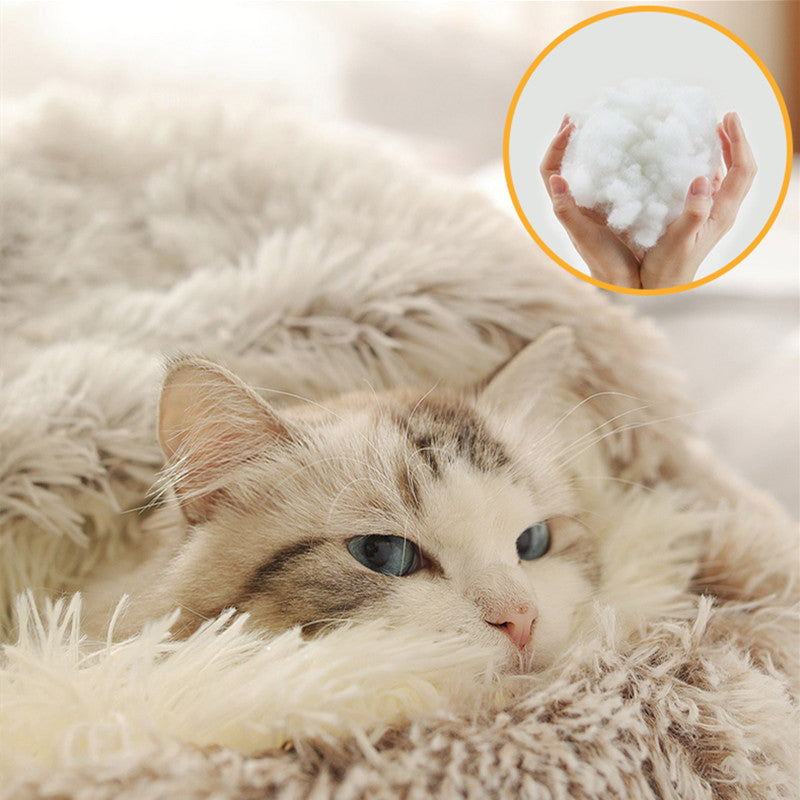 Warm Winter Lodge-Style: Plush 2-in-1 Cat Nest & Bed for Cozy Comfort