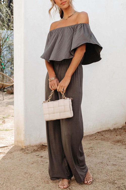 Ruffle jumpsuit, gray