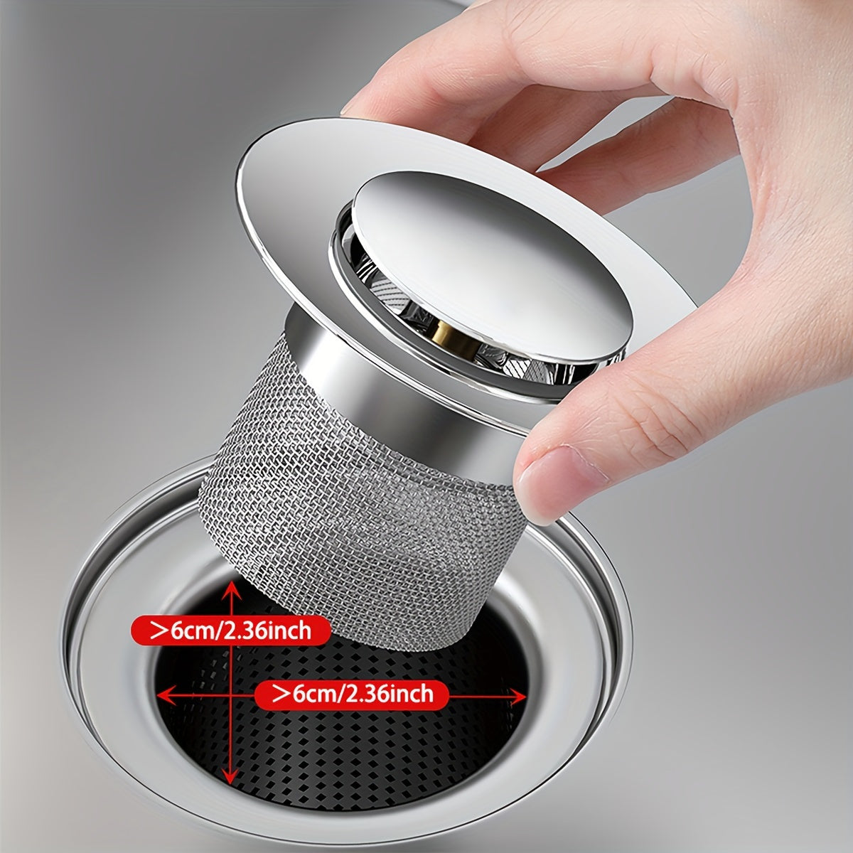 1pc Stainless Steel Kitchen Sink Strainer with Brass Spring - Anti-Clog Mesh Basket, Odor-Resistant Drain Filter for Dishwashing Basin