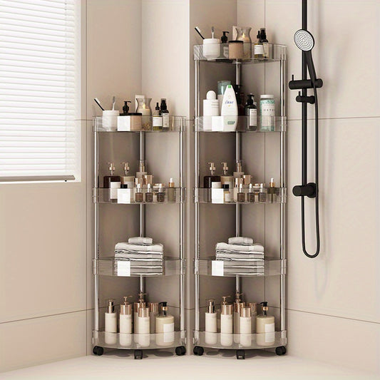 Transparent Corner Shelf, Floor-Standing Multifunctional Triangular Storage Rack, Suitable for Bathroom, Bathroom, Toilet, and Kitchen Gap, Multi-Layer Design Space-Saving