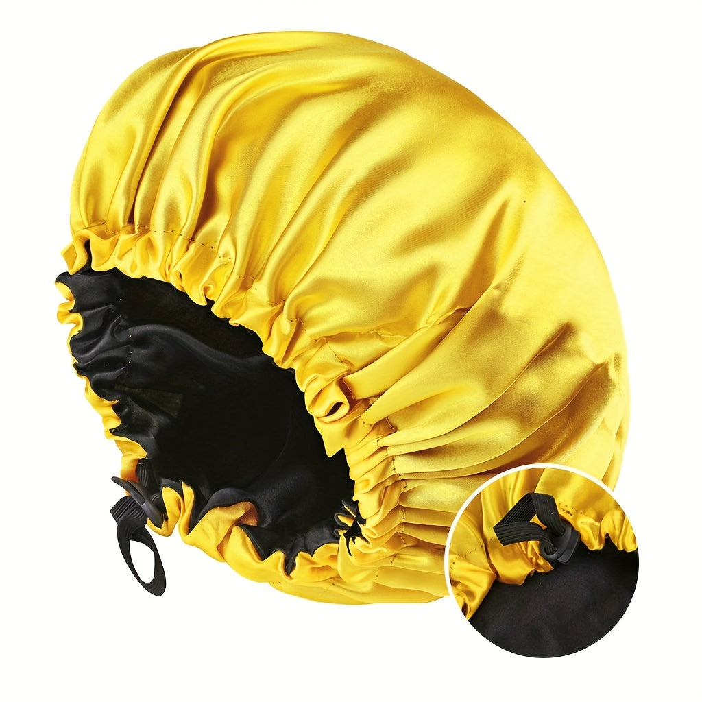 [Satin Sleep Bonnet] Double Layer Satin Bonnet For Sleeping - Adjustable Bonnet For Curly Hair - Large Satin Lined Sleep Cap For Women