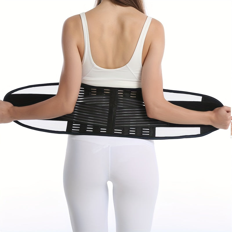 [1pc Adjustable Lower Back Brace] 1pc Adjustable Back Brace for Lower Back with 4 Stays Steel Plates, Breathable Lumbar Support Straps for Sports, Home & Lifting At Work, Waist Compression Belt for Men & Women