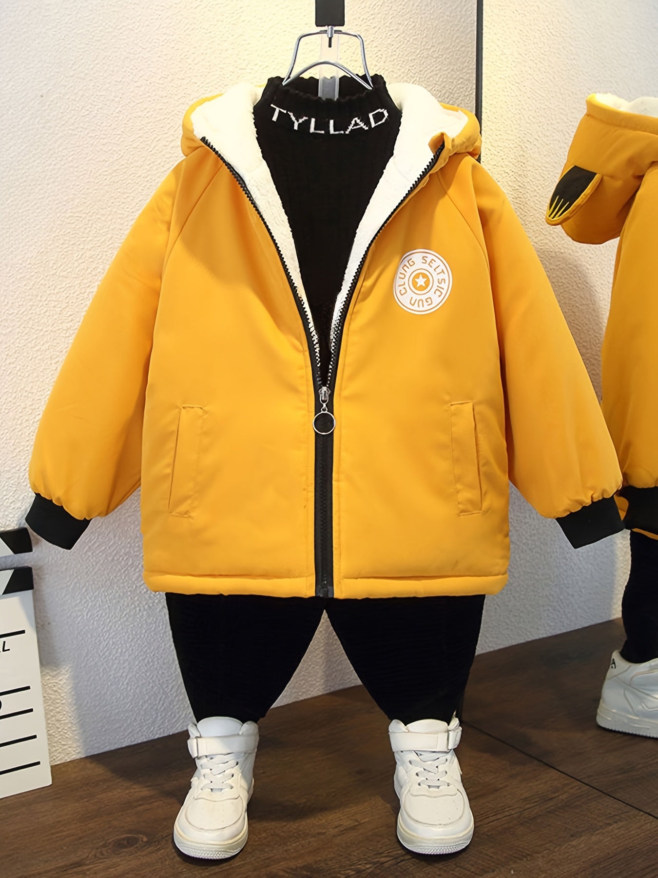 Boys Winter Thick Coat Cute Little Tiger Design Hooded Jacket Boys Windproof Thick Warm Coat Jacket
