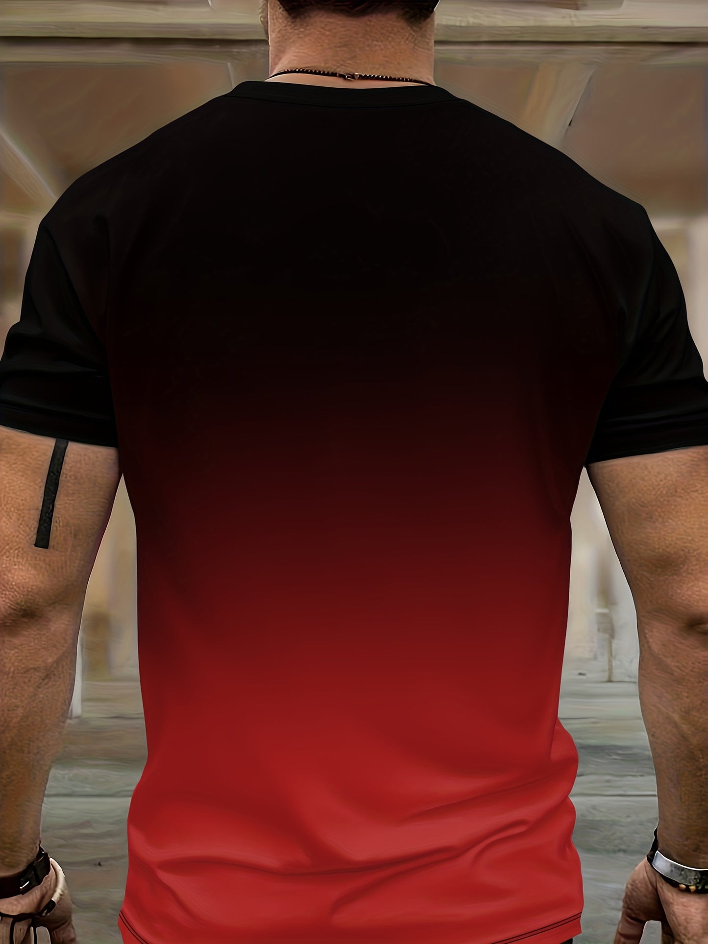 Ombre 2Pcs Trendy Outfits For Men, Casual Crew Neck Short Sleeve T-shirt And Drawstring Shorts Set For Summer, Men's Clothing Vacation Workout