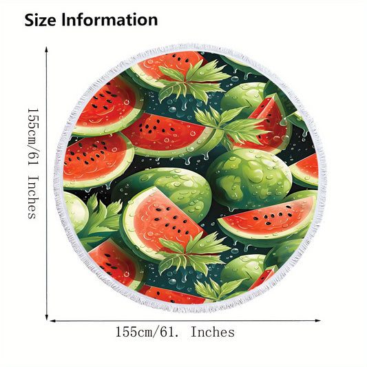 Quick-Dry Microfiber Beach Towel - Vibrant Watermelon Print, Sun Protection & Hair Care, Ideal for Travel, Meditation, and Poolside Fun, 250g/㎡, Summer Towel | Vibrant Watermelon Design | Absorbent