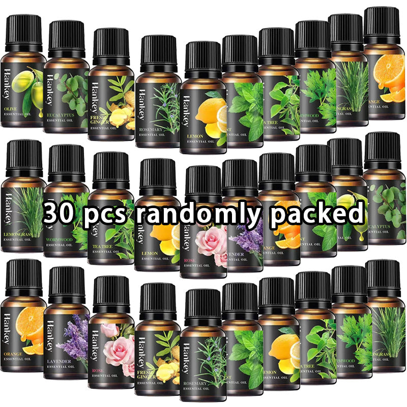 10/20/30pcs Essential Oils Set with 30+ Different Plant-Based Oils - Long-Lasting Scents for Diffusers, Humidifiers, Burners, Candle Making - Therapeutic Grade, All-Purpose Aromatic Oils for, Energy, Focus, Light Beige & Mood - Includes Lavender, Eucalyp