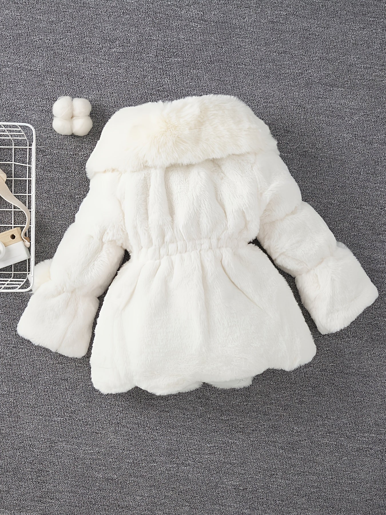 Girls' Winter Coat with Faux Fur Trim - Warm Zip-Up Jacket, Asymmetrical Hem, Long Sleeves, Polyester Lining, Perfect for Outdoor Play & Casual Attire, -7, Winter Coat for Girls, Playful Design, Soft Texture