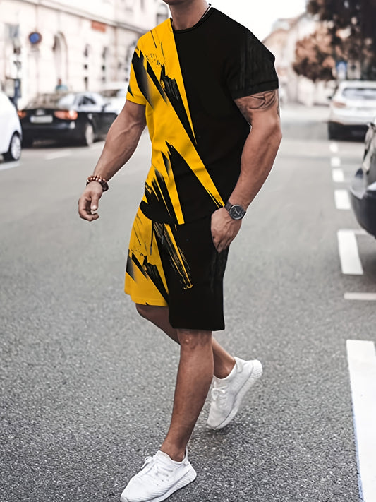 2 Piece Outfits For Men, Men's Short Sets 2 Piece Outfits Fashion Summer Tracksuits Casual Set Tops And Pants Set