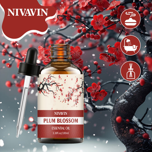 100ml Plum Blossom Essential Oil, Long-Lasting Fragrance for Fresh Air – Perfect for Study Rooms, Bedrooms, Living Rooms & Kitchens. Compact Design, Easy to Carry, Ideal Halloween/Christmas Gift, Perfume Essence, Perfume For Woman'S Hair, Scented Body Oi