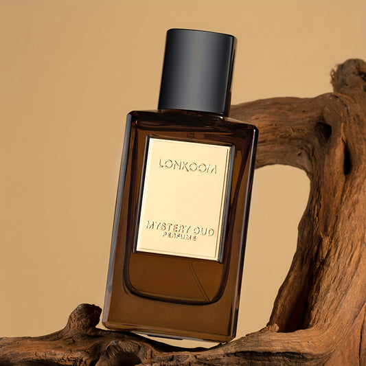 LONKOOM Mystery Oud Parfum - Long-Lasting 4-6 Hour Luxury Oud Perfume, Oriental Woody Fragrance with Agarwood, Brazilian Rosewood, Sandalwood, Vanilla, Amber - Unisex Women's & Men's, Elegant Golden Bottle for Formal Events, Dates, Gifts - 100ml/3.4fl.oz