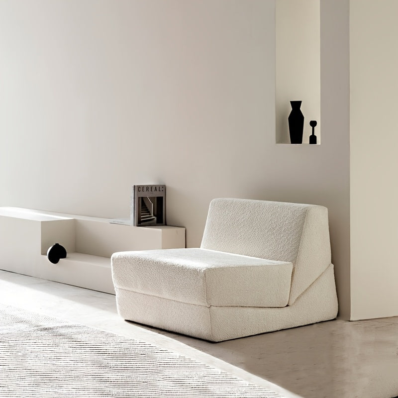 Space Memory Foam Cube Lazy Sofa - Foldable Folding Bed with Anti-Sagging Support System, Portable for Living Room, Bedroom & Study - White, No Assembly Required, Multi-Purpose Use, Convertible Sofa Bed, Spacesaving Furniture, Minimalist Design, Durable
