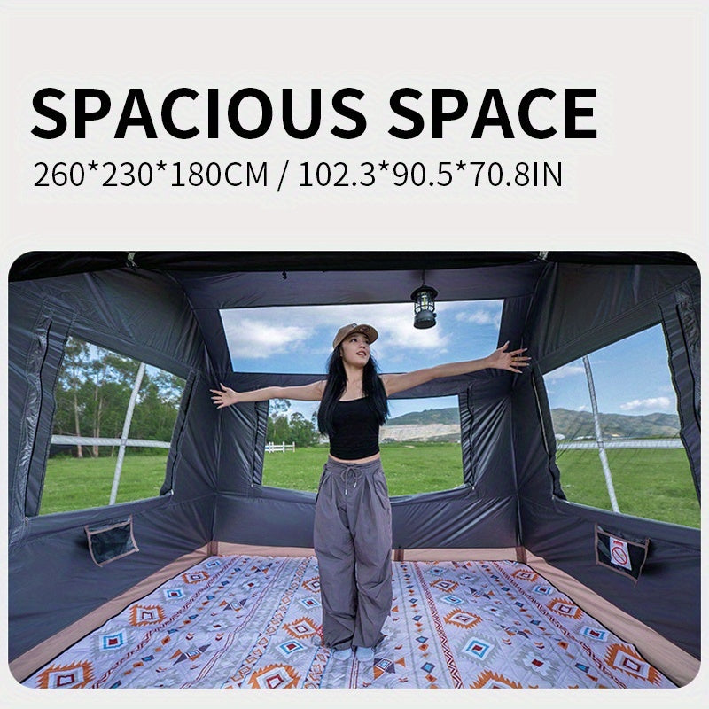 KAIROAD 6-Person Automatic Pop-Up Camping Tent with Sunshade Canopy, 2-in-1 Convertible Design, Durable Glass Frame & Zipper Closure, All-Season Outdoor Camping Gear for Family Camping, Hiking, Backyard Adventures (Grey), Tents for Camping, Modern Tent D