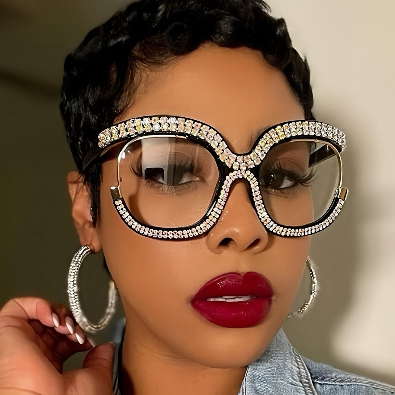 1pc Rhinestone Glasses Fashion Women Men Oversized Glasses Party Nightclub Glasses
