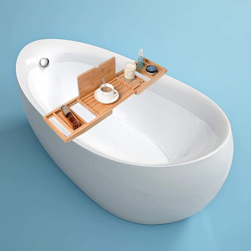 Luxury Adjustable Bathtub Caddy with Tablet & Wine Glass Holder - Non-Slip, Retractable Bath Rack for Ultimate Relaxation at Home