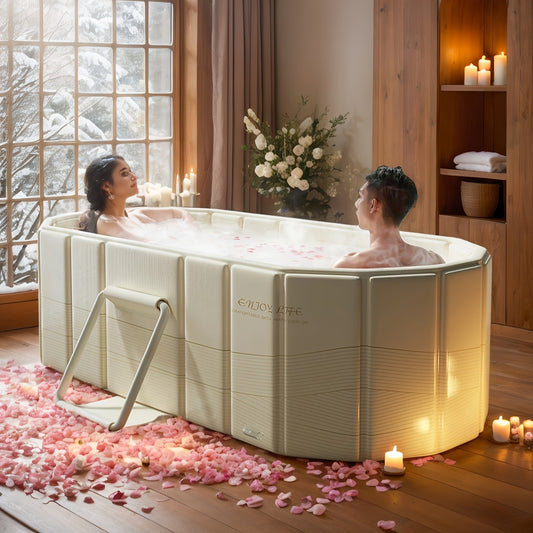 1pc Modern Beige Freestanding Bathtub - Spa-Like /Outdoor Hot Tub with Massage Jets-like Water Flow, No Installation/-Free Setup, Easy-Fill System & Portable Design for - Ideal Gift (/Beige)