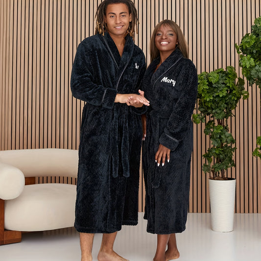 Customized Couple'S Pajamas - Thick & Long Winter Bathrobes withadded Padding, Oversized Comfortable Home Wear, Personalized Text Option, Perfect for Outings & Travel, Ideal Christmas Gift, Cozy Home Attire|Personalized Text Option|Soft Texture