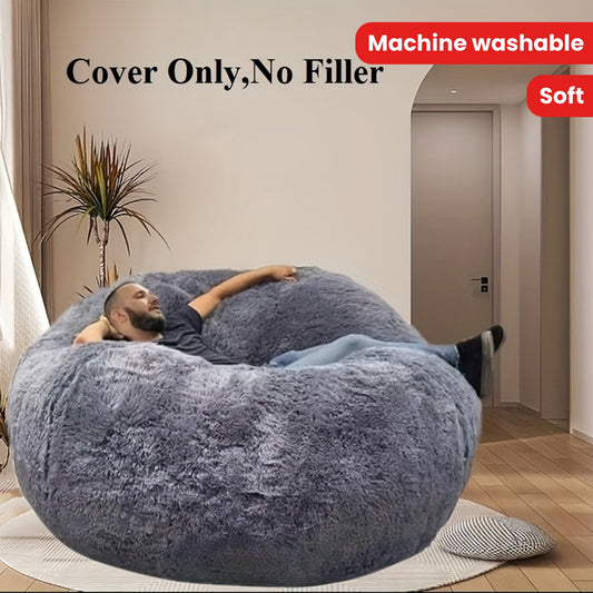 1pc Soft Bean Bag Chair Cover (Cover Only, No Filler) For Adults Big Round Soft Bean Bag Cover, With Zipper Machine Washable Big Size Bean Bag Cover Living Room Home Decor (Cover Only, No Filler)