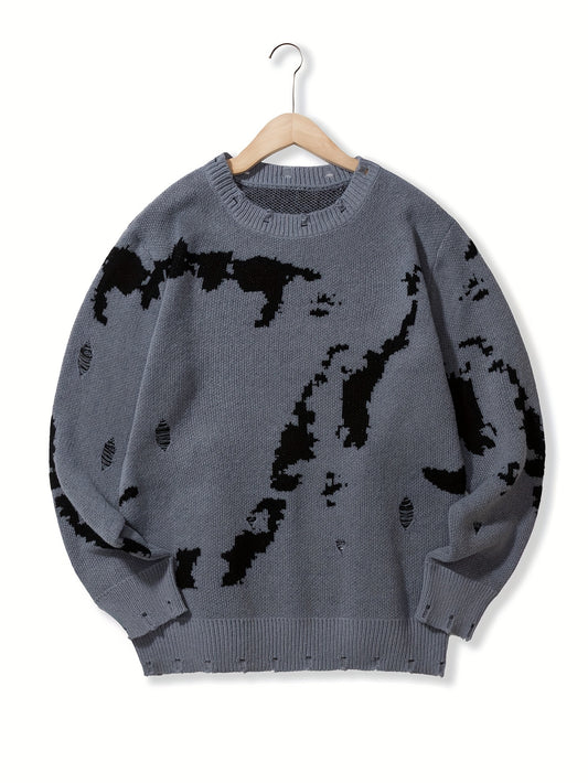All Match Knitted Sweater, Men's Casual Warm Slightly Stretch Crew Neck Pullover Sweater For Men Fall Winter
