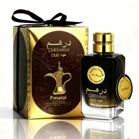 Dubai Oud Luxury Men's Eau de Parfum, 3.4oz. Arabian high - end gift box, featuring a Golden patterned water pot design with exquisite texture. It has an oriental woody fragrance, suitable for men to wear on high - end occasions and in daily life.,  Prem
