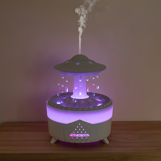 Large Capacity Smart Humidifier & Aromatherapy Diffuser with Remote Control, 300ml/h High-Pressure Mist, 110-220V, 10㎡ Coverage, Night Light, Essential Oil Compatible, White & Gray Design for Home & Office, Humidifier for Home, Office Humidity Solution,