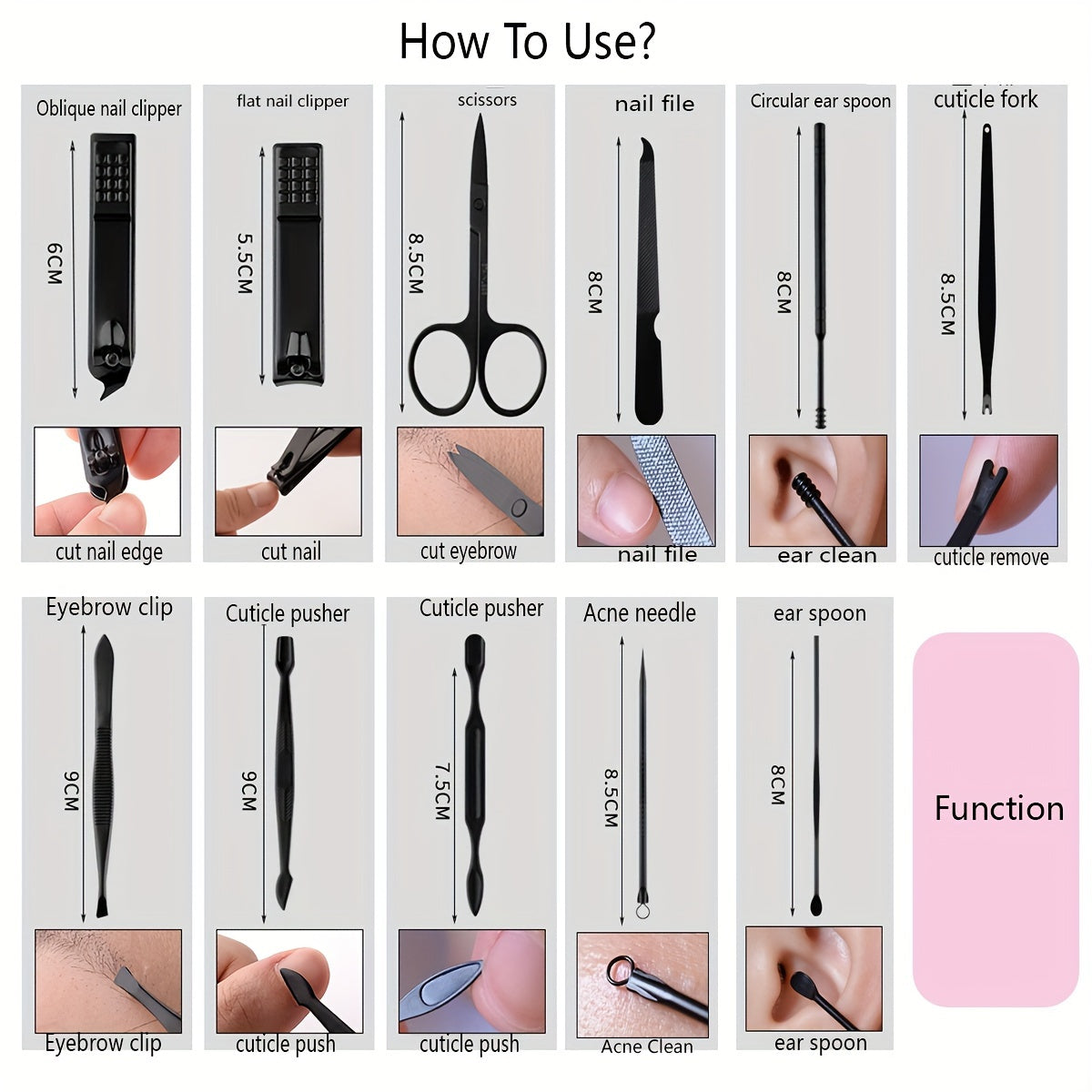 7/11/18 pcs Professional Manicure and Pedicure Kit - Includes Stainless Steel Cuticle Nipper, Nail Clippers, Scissors, and Nail Polish Tools - Perfect for Home Grooming and Salon Use