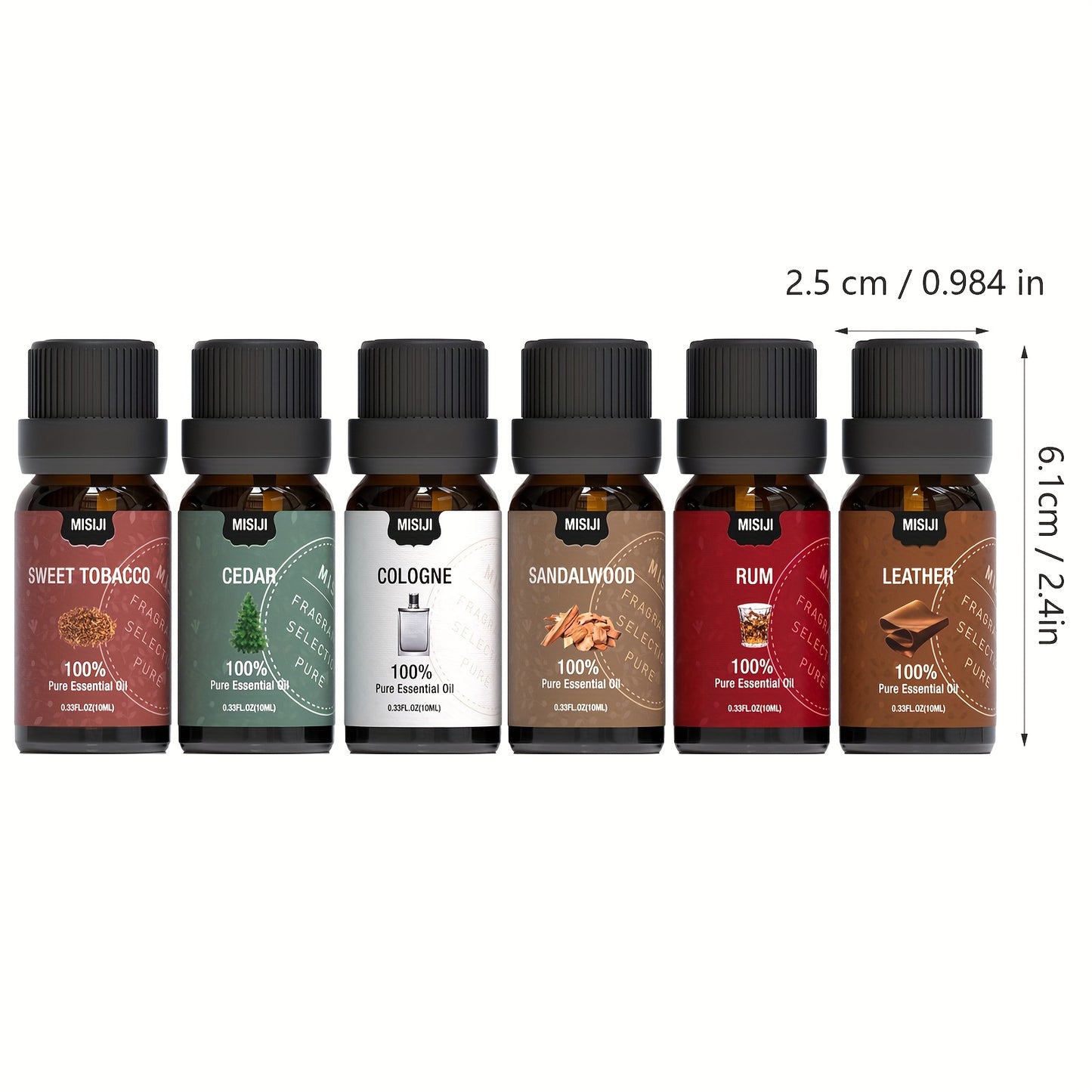 Gentleman Essential Oils Set, Select Premium Ingredients, 6pcs Kit for Diffuser Home Use - Humidifier & Candle Making (6×10ml) Sandalwood, Sweet Tobacco, Cedar, Rum, Leather, Lover's Cologne – Perfect for Summer and Autumn
