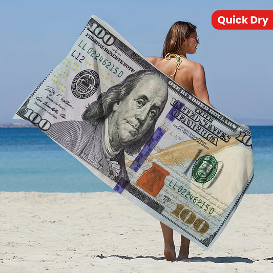 Ultra-Soft Microfiber Beach Towel - Quick Dry, Lightweight & Sand-Free - Perfect for Travel, Swimming, Yoga - Cute Dollar Print Design - 179.98x89.99cm/149.86x74.93cm