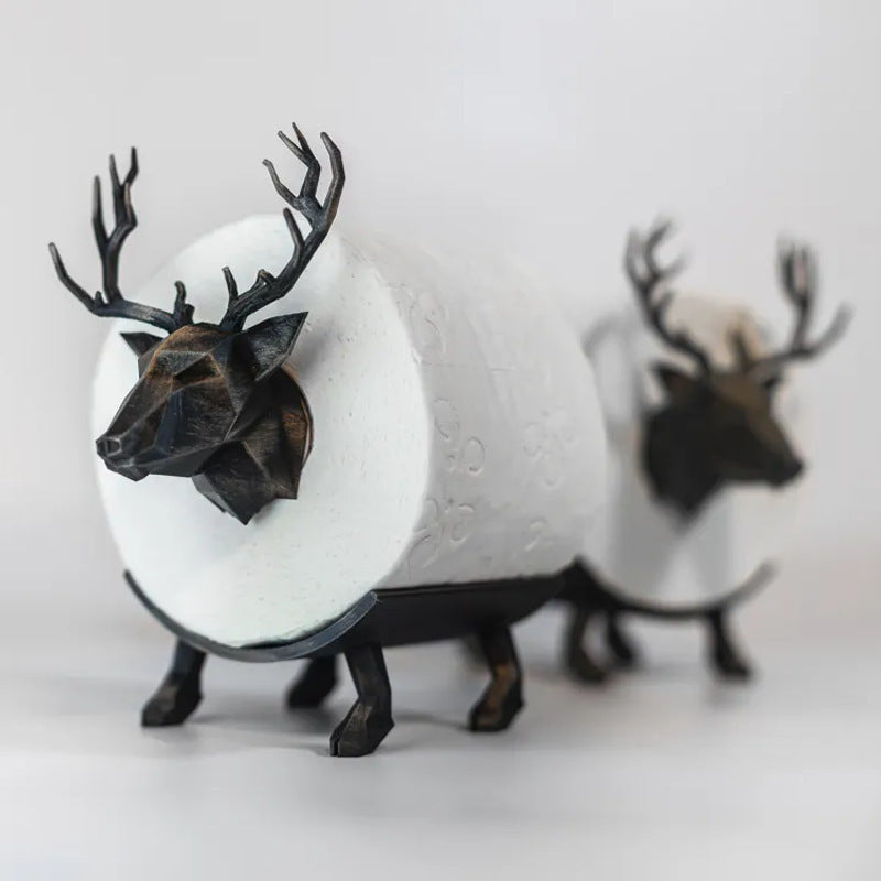 3D Printed Deer Tissue Holder - a Premium Black Deer Statue with a Toilet Paper Roll Holder, No Drilling Required for Installation, Made of Sturdy Plastic Suitable for Decorating Living Rooms, Bedrooms, And Bathrooms, Bathroom Tissue Holder, Bedroom Acce