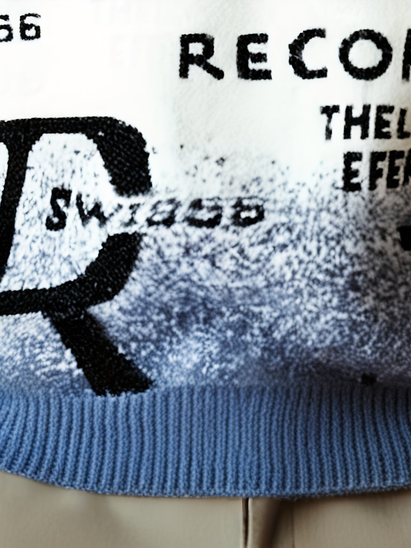 Men's Slim-Fit Winter Sweater - Thick Warm Long Sleeve Round Neck Cable--like Texture (No-Sew) Letter Print (R/Ø/D/N) Turquoise & White Color-Block - Soft Beige-Friendly Business Casual Jacket Coat for Cold Weather