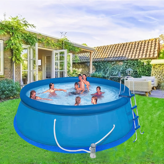1pc Round Foldable Pool Cover Mat - Thick Oxford Fabric Pool Floor Mat with Drawstring Closure, Blue & Black Design for Above-Ground Pools, Outdoor Patio, Garden, Backyard, Pool Cover for Above Ground Pool, Garden Relaxation, Durable Pool Cover