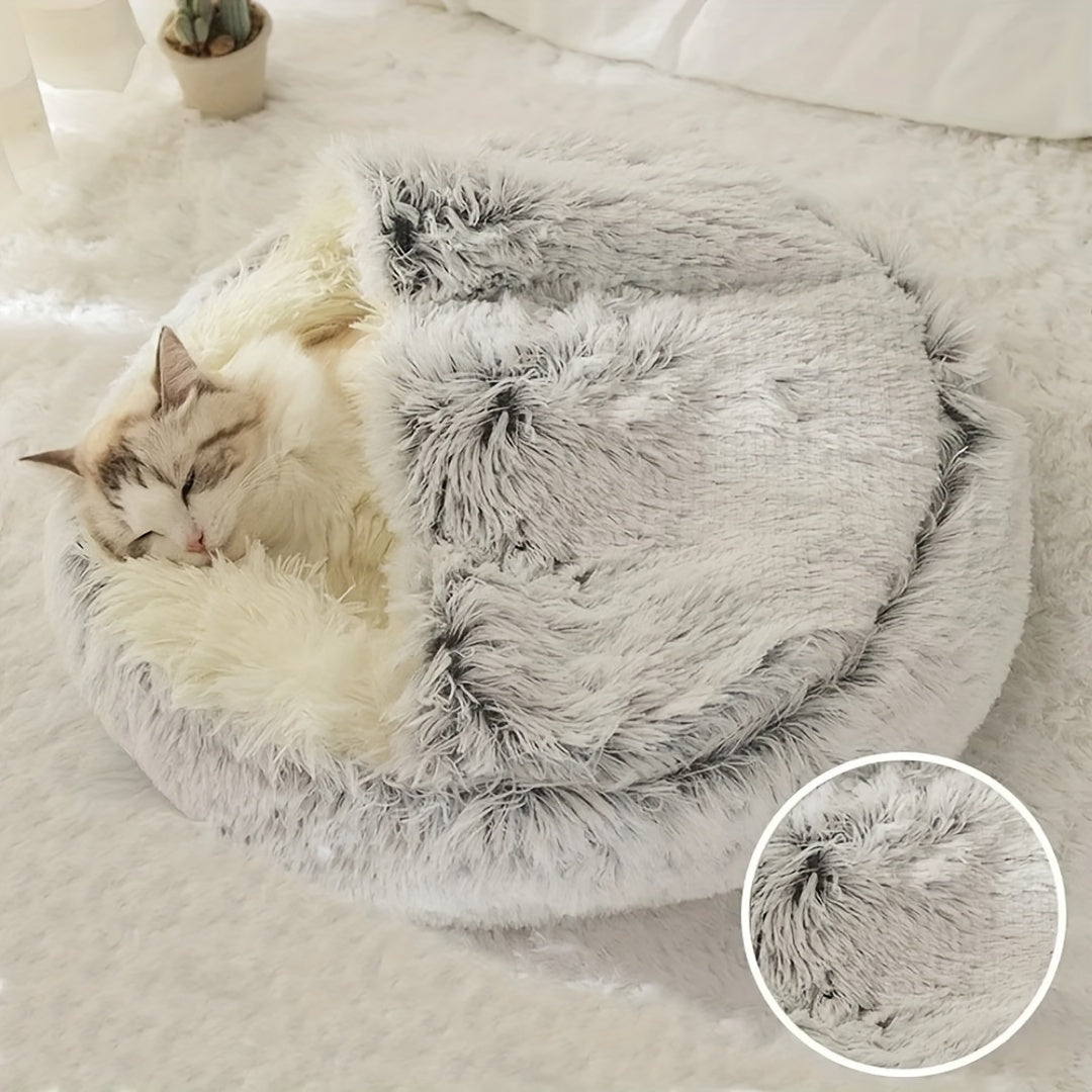 Warm Winter Lodge-Style: Plush 2-in-1 Cat Nest & Bed for Cozy Comfort
