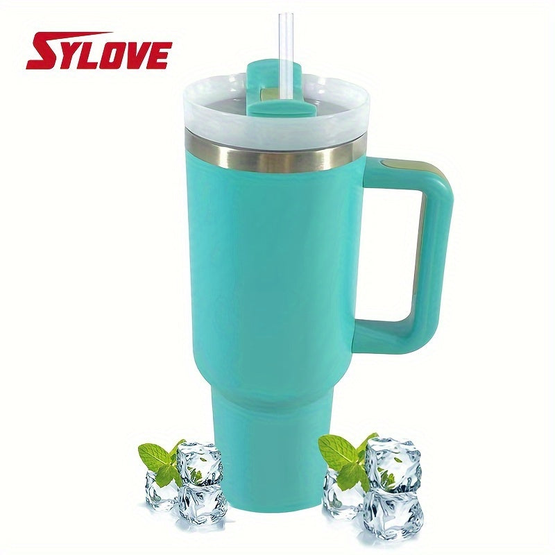 SLOVE 40oz Stainless Steel Tumbler With Handle And Straw, Insulated Sports Water Bottle For Men And Women, Keep Warm Or Cold, Coffee Cup - Perfect Gift