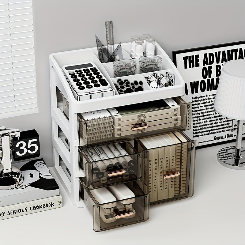 Cosmetic Storage Box, Large Capacity with Drawer Dustproof Skincare Display Rack, No Assembly Desktop Organizer, Suitable for Perfume, Cream, Face Mask, Home Storage Essential, Cream Storage, Mask Organizer, Spacesaving Rack, Sleek Storage, Plastic